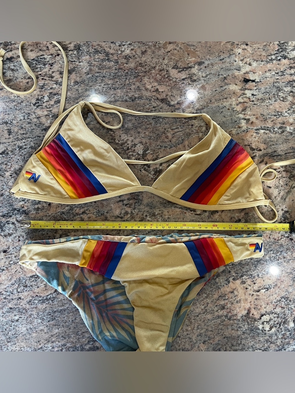 Aviator Nation Gold 5-stripe bikini - Picture 2 of 3
